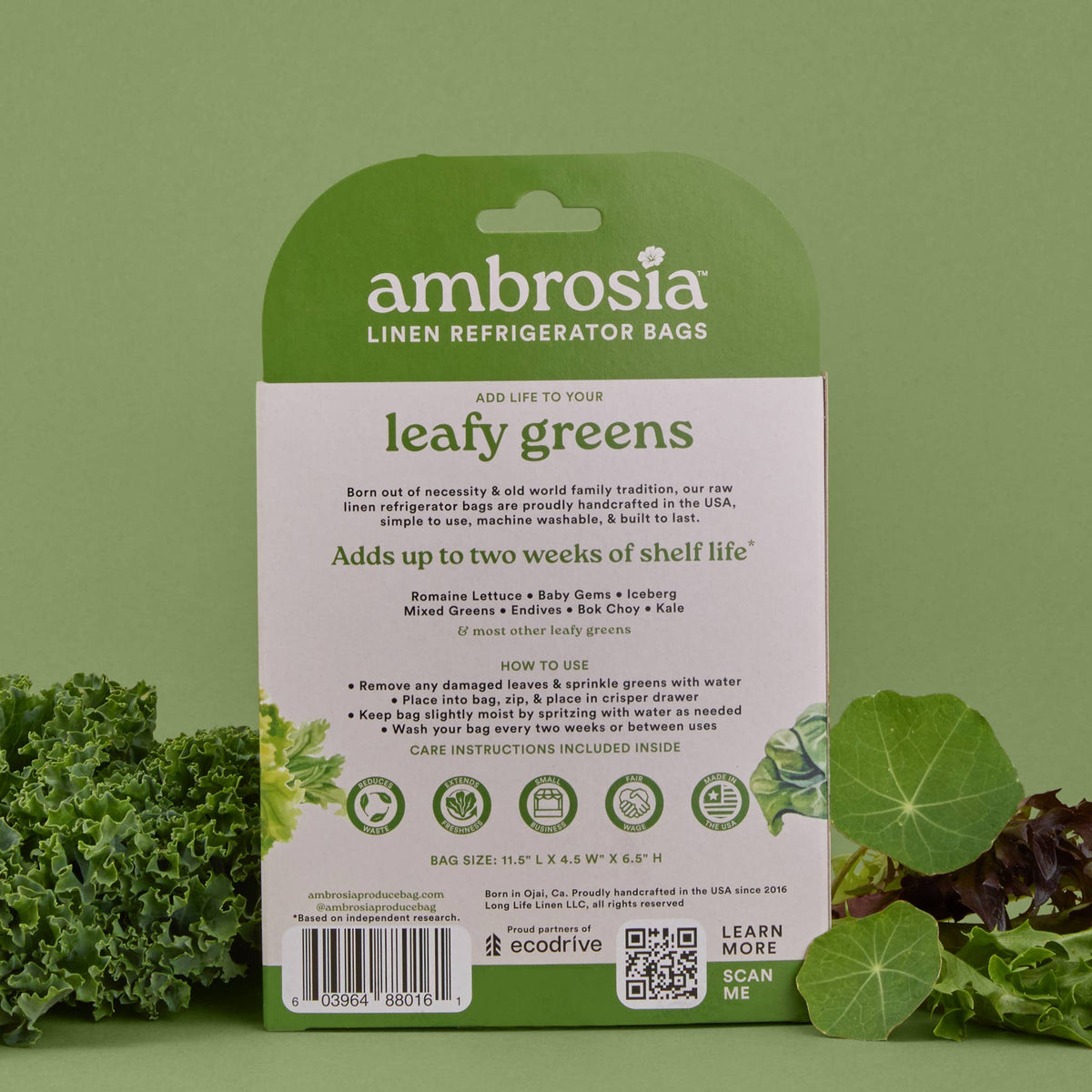 Reusable Linen Bag for Leafy Greens