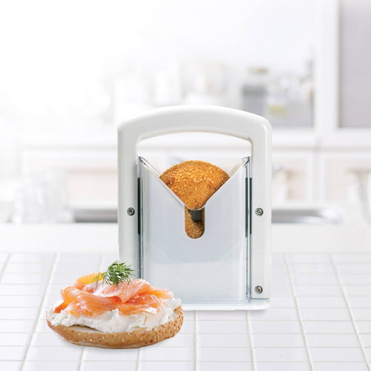 HIC Kitchen Safe Grip Bagel Slicer, Guillotine-Style