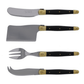 Jean Dubost Mini 4 Piece Cheese Set in Black and Brass