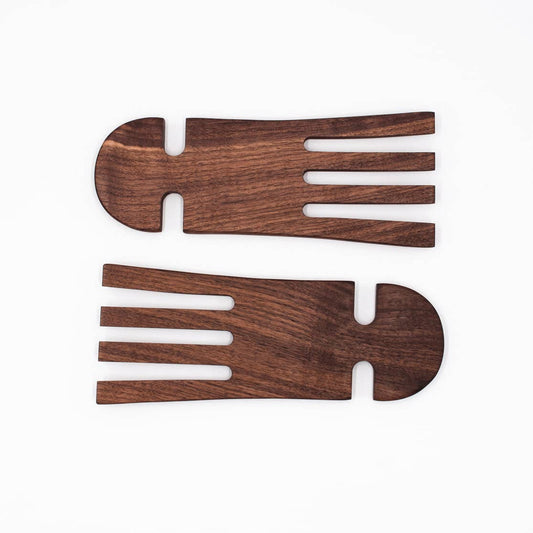9" Walnut Wood Salad Hands