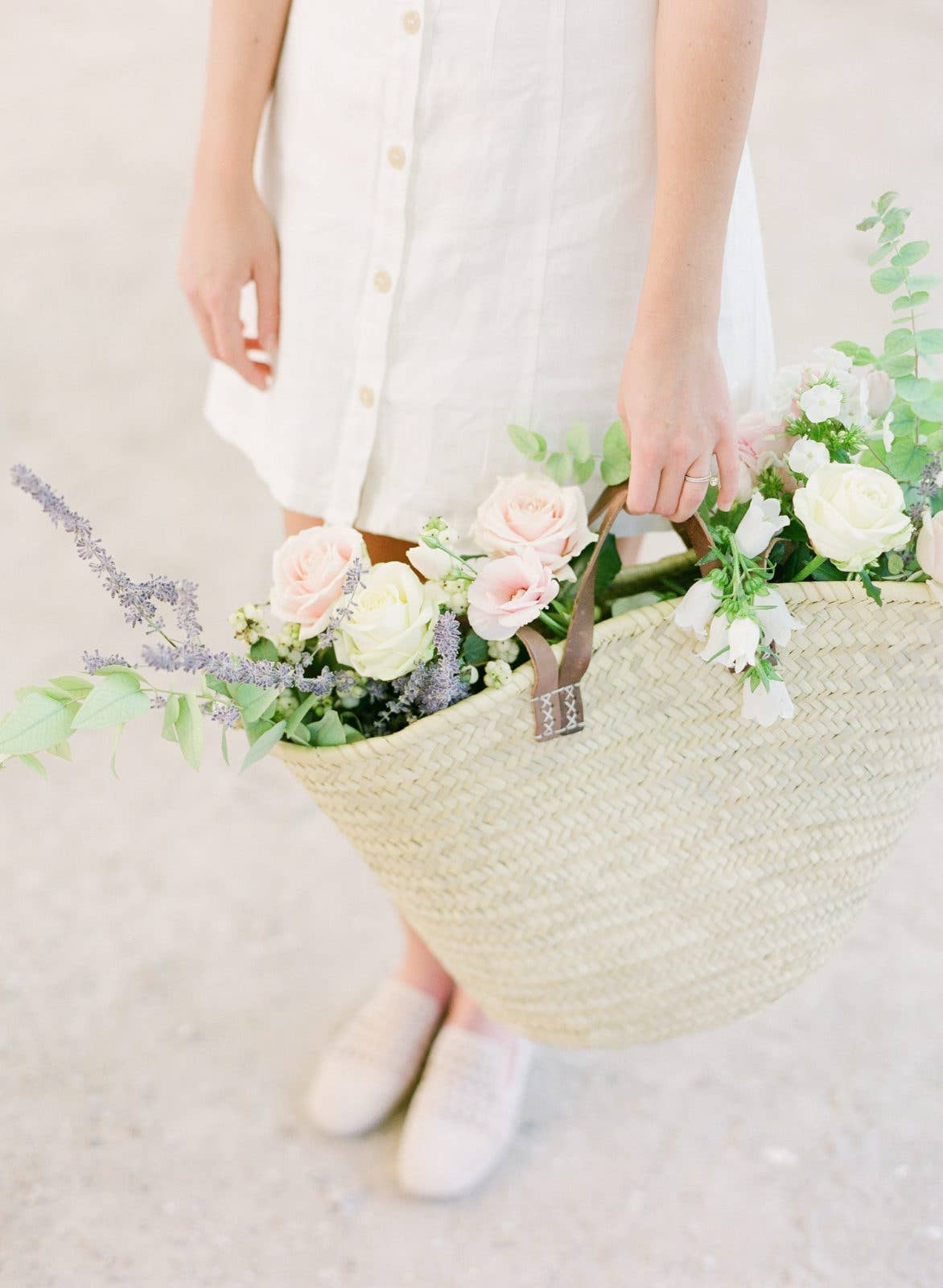 French Market Basket with Leather Handle