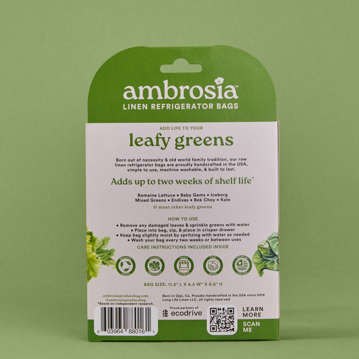 Reusable Linen Bag for Leafy Greens